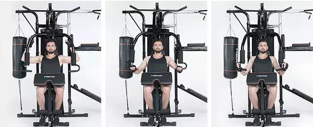 三人站综合器械怎么用_三人站健身器材使用图解_三人站综合训练器安装