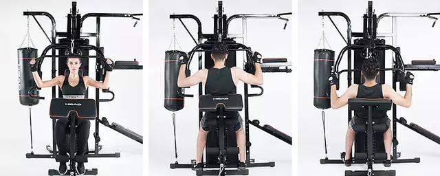 三人站健身器材使用图解_三人站综合器械怎么用_三人站综合训练器安装