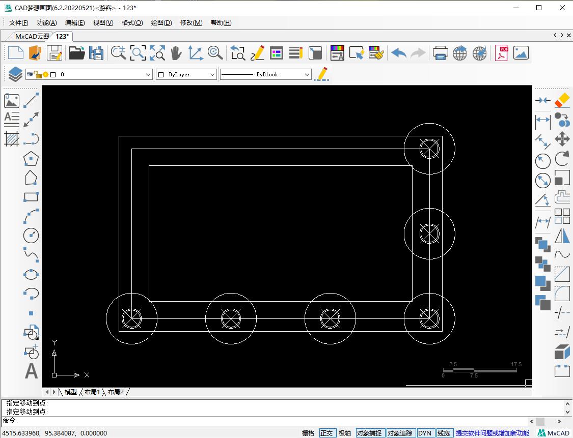 cad画图练习_定数等分命令_CAD矩形命令