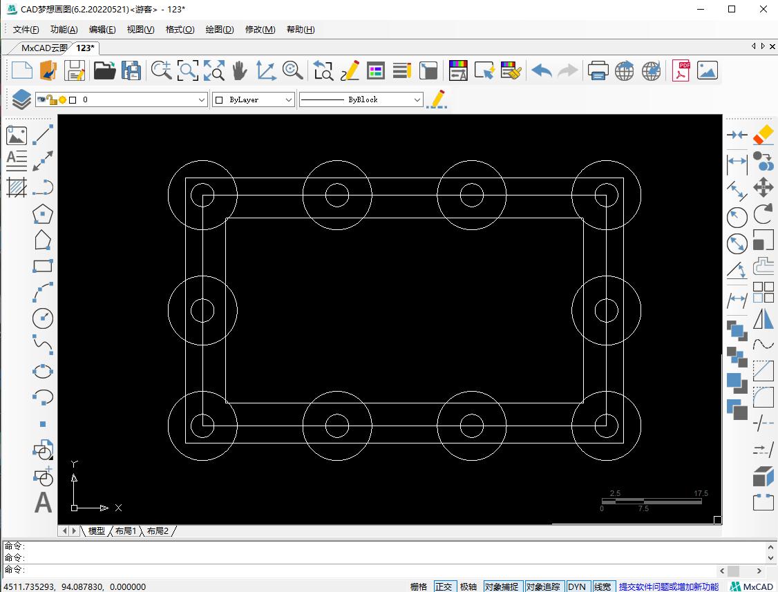 cad画图练习_CAD矩形命令_定数等分命令